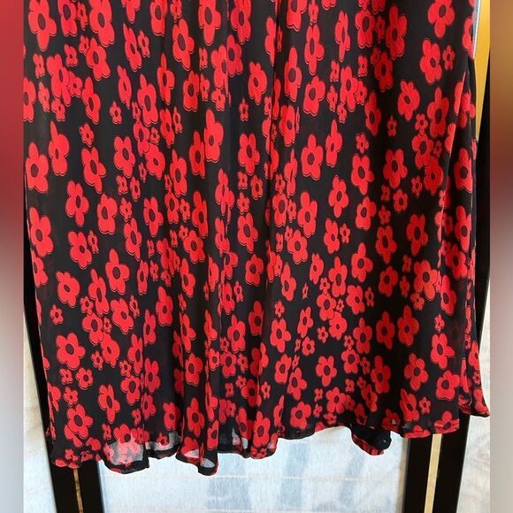 VTG Black & Red Reversible Floral Boho Feminine Whimsigoth Maxi Skirt S - Picture 5 of 12